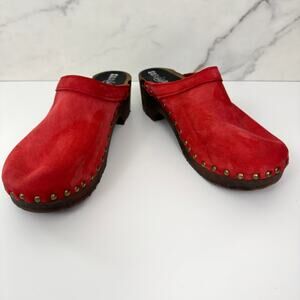 Vibrant Red Mules by Sanita